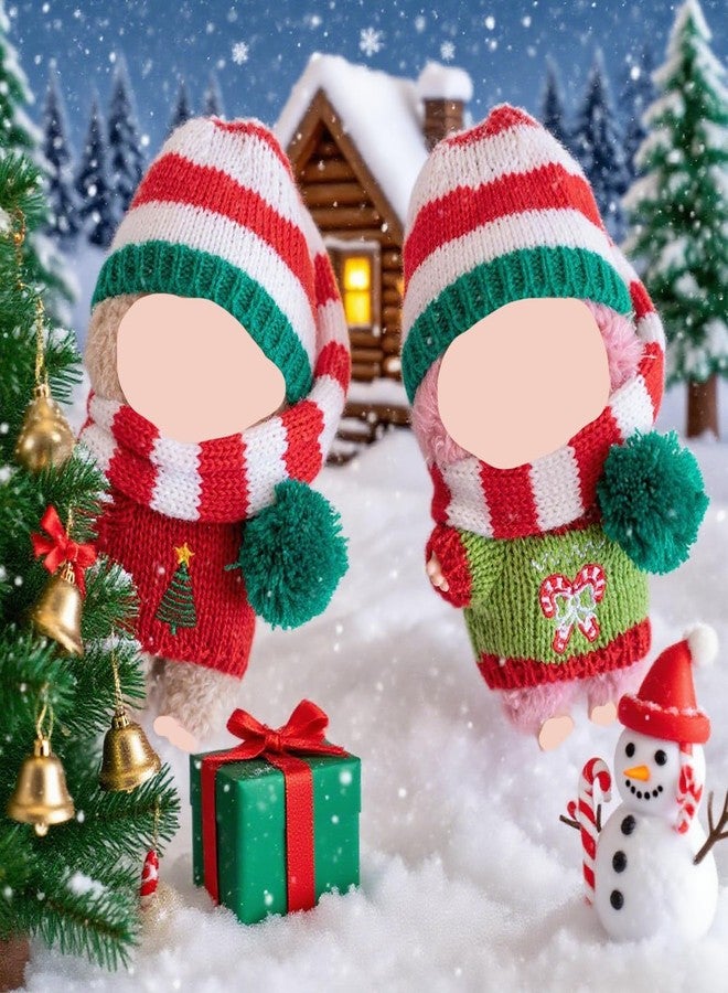 SHUOXUKE Doll Clothes for 17cm /15cm Set ,Hat and Christmas Outfits for Doll Clothes 2-Piece Accessories Adorable Handcrafted Crochet Ropa Hat-Scarf & Sweaters,Red - Image 3